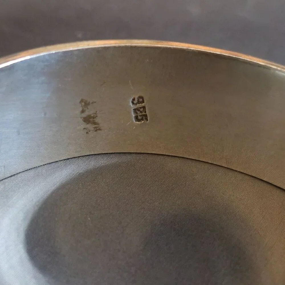 925 Sterling Silver Ribbed Hinged Clamper Bangle Bracelet Modernist Jewelry 51g - Picture 2 of 14